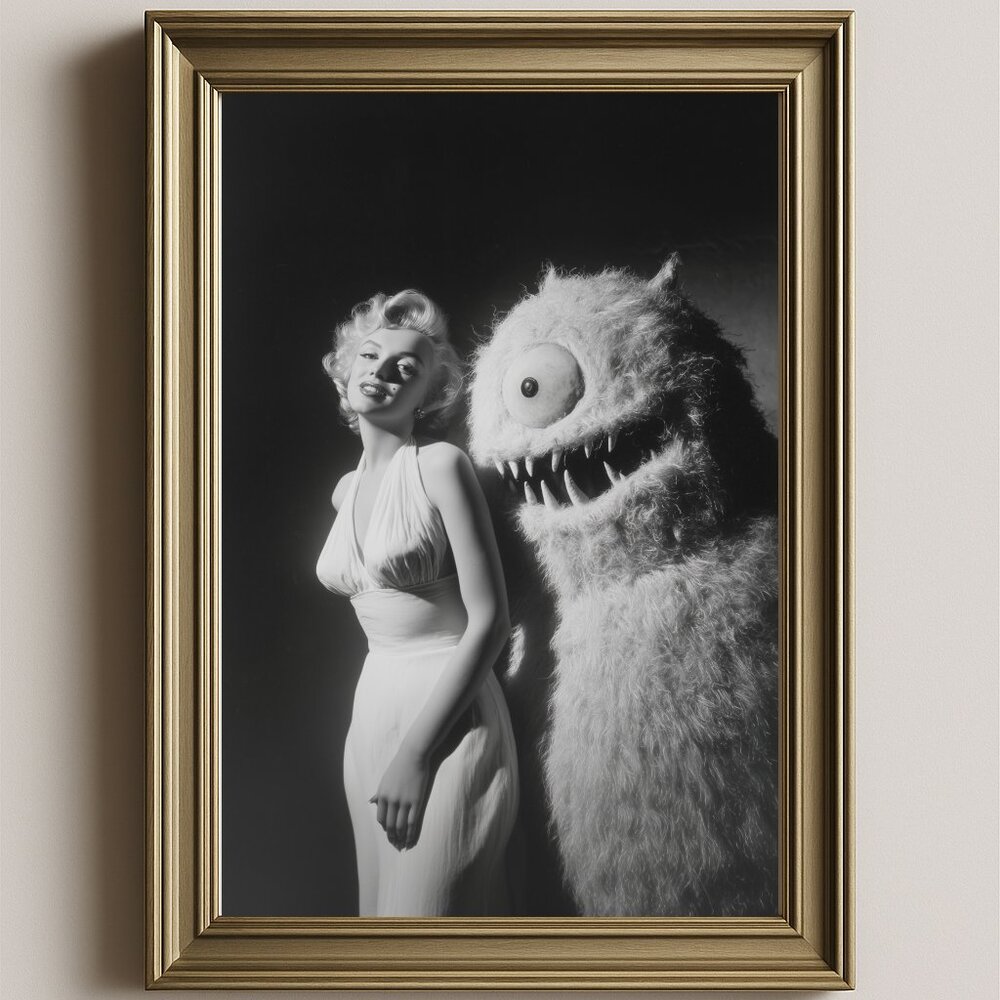 8.5x11 Marilyn Monroe Vintage Horror Glamour Print, Old Hollywood Starlet